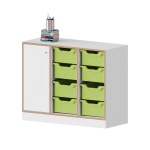 qickly® Schrank, 2 OH, Tür links mit Schloss, 8 große Ergo Tray Boxen, B/H/T: 104,2x74,3x42,6 cm 